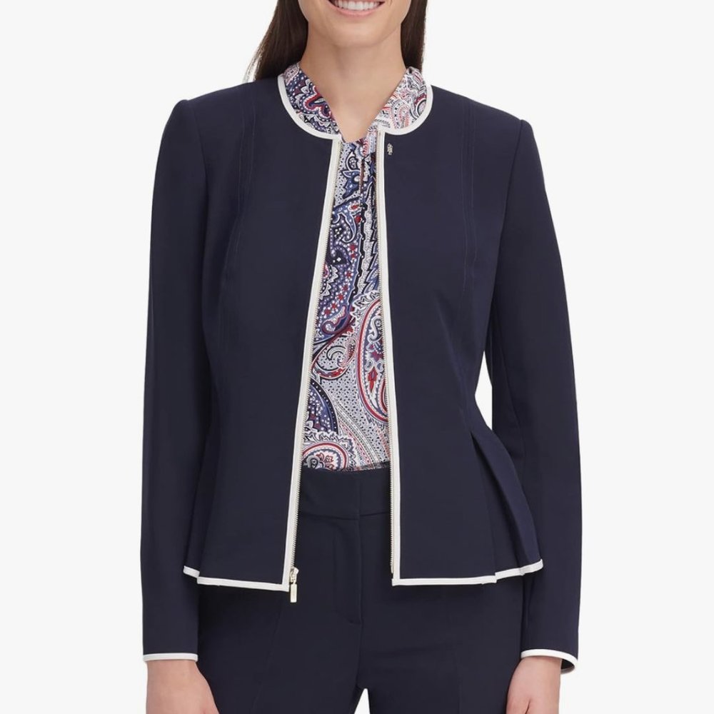 Tommy Hilfiger Navy suit Blazer with White Trim and pants